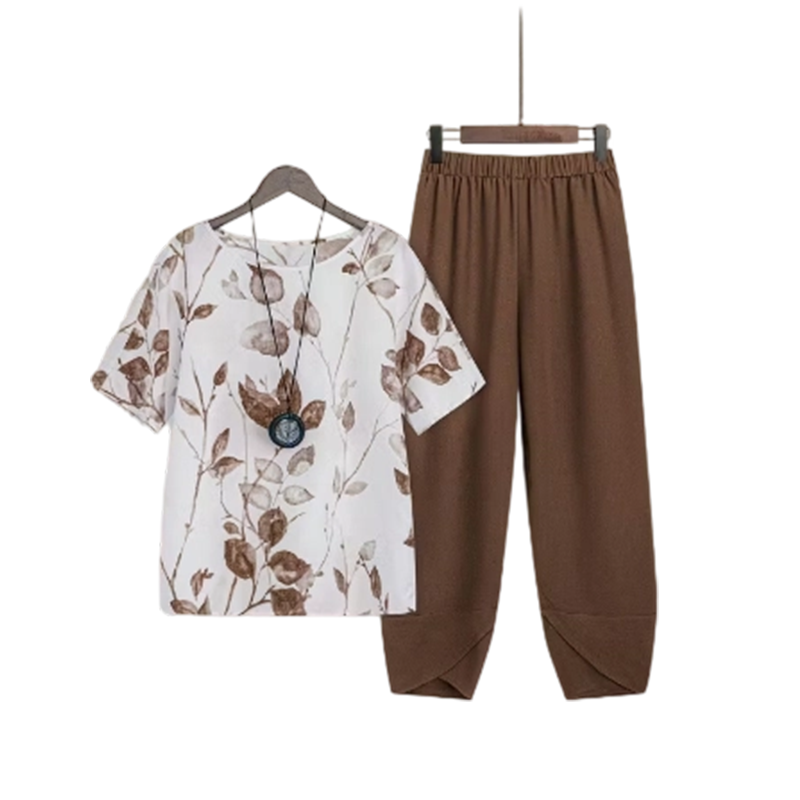 👗 50 % RABATT 🌸 Avslappnat set med mönster – Matchande topp och byxor, lätt passform – Perfekt för sommaren, resor eller en bohemchic look – bekvämt och trendigt ✨🌿