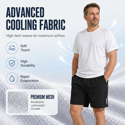 Herrset med snabbtorkande t-shirt och shorts