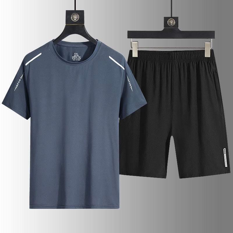 Herrset med snabbtorkande t-shirt och shorts