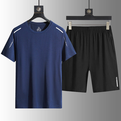 Herrset med snabbtorkande t-shirt och shorts