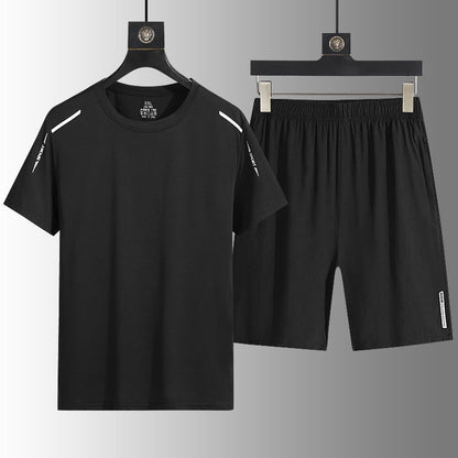 Herrset med snabbtorkande t-shirt och shorts