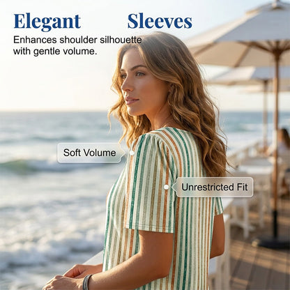 🌸 Kortärmad sommarblus med unik asymmetrisk hals