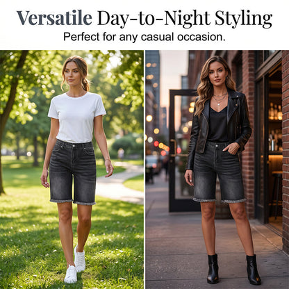 🎸 Dam casual fransade denimshorts – hög midja, slitna detaljer & perfekta för en bohemisk sommarstil, enkla att matcha 🌸