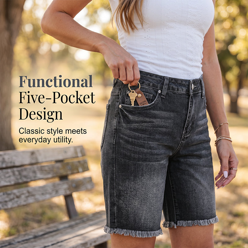 🎸 Dam casual fransade denimshorts – hög midja, slitna detaljer & perfekta för en bohemisk sommarstil, enkla att matcha 🌸