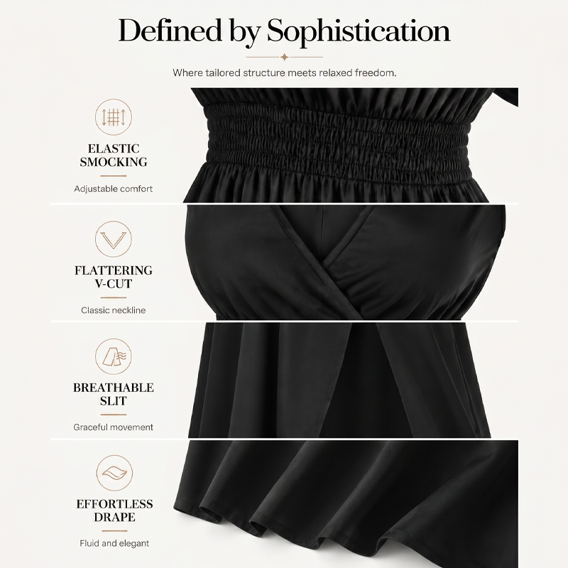 👗🌸 Elegant maxiklänning med V-hals och slits i sidan