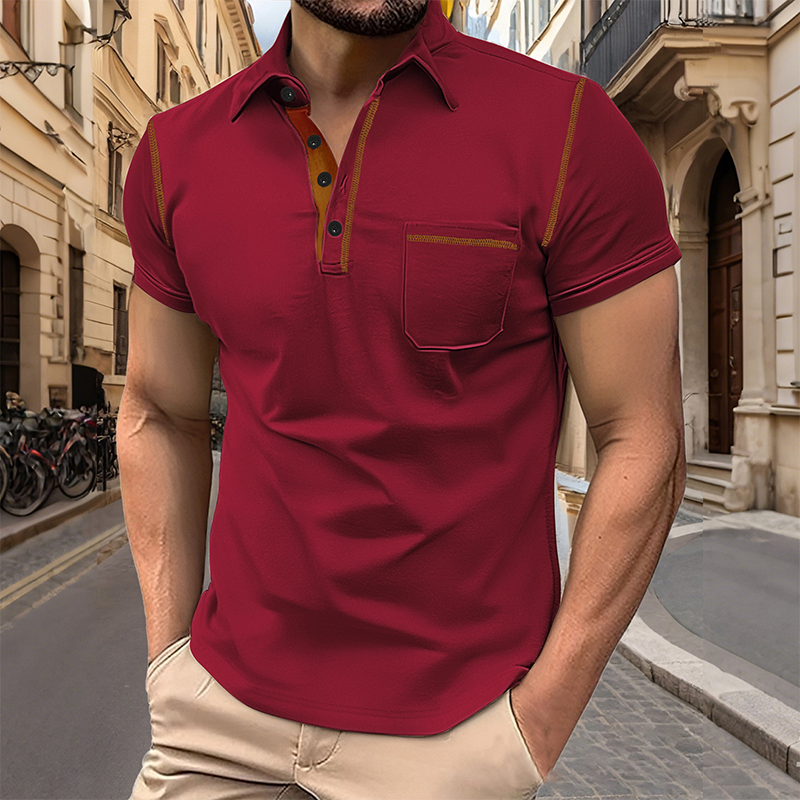 👕🌿 Klassisk kortärmad herrskjorta med bröstficka