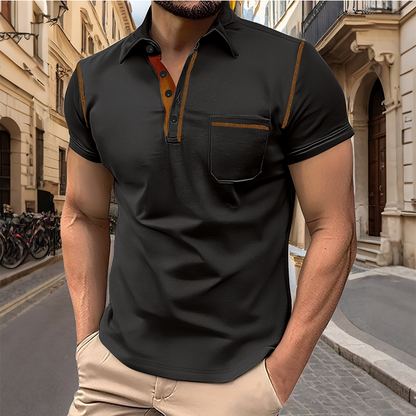 👕🌿 Klassisk kortärmad herrskjorta med bröstficka