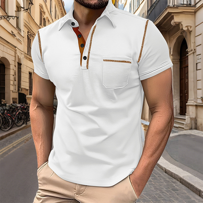 👕🌿 Klassisk kortärmad herrskjorta med bröstficka