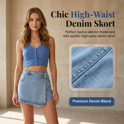 Sommarskort i denim med hög midja för kvinnor