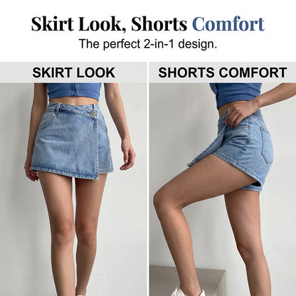 Sommarskort i denim med hög midja för kvinnor