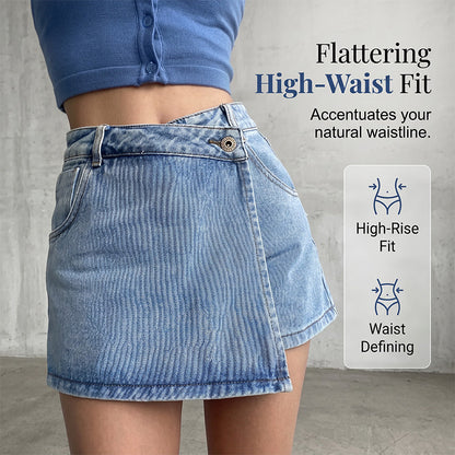 Sommarskort i denim med hög midja för kvinnor