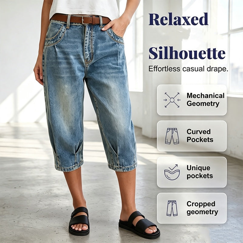 ✨Vintage- och retrostil👖Capri-jeans för damer, hög midja, korta jeans, avslappnade vardagsbyxor i slim fit