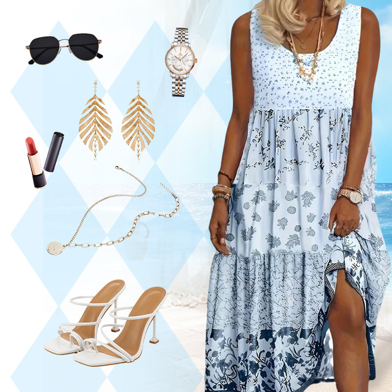 ⌛TILLFÄLLIGT ERBJUDANDE – Boho-stil ärmlös klänning för kvinnor