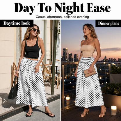 ⏳50 % rabatt under en begränsad tid⏰Midi-kjol med prickmönster för damer🌟👗