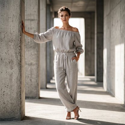 Elegant jumpsuit för damer med axelbar design – bekväm, stilfull och lätt att bära
