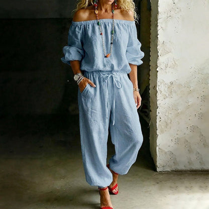 Elegant jumpsuit för damer med axelbar design – bekväm, stilfull och lätt att bära