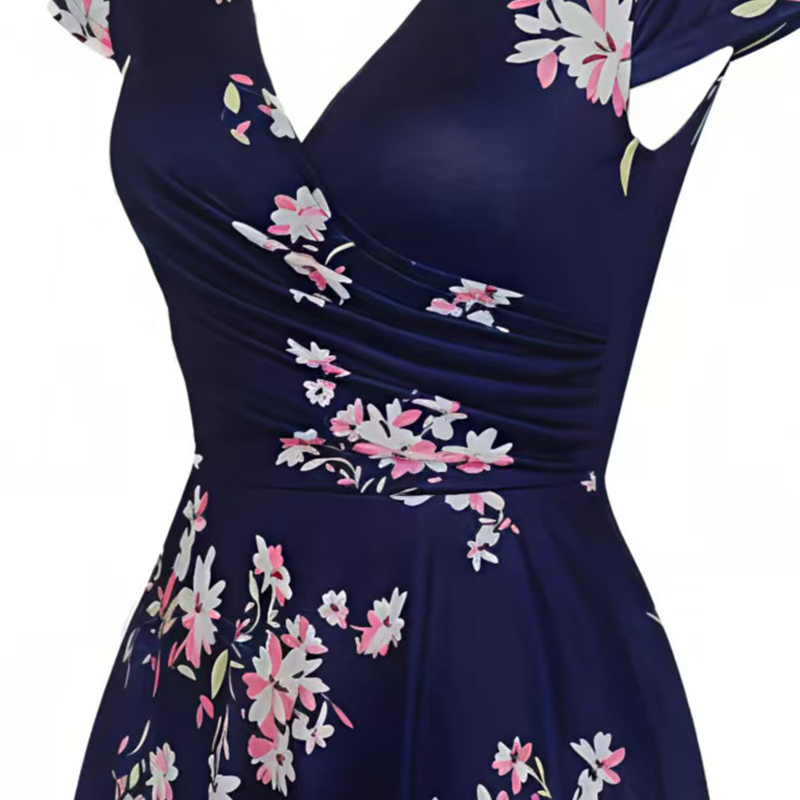 🔥Blommig damklänning med fickor – elegant stil och bekväm passform 🌸