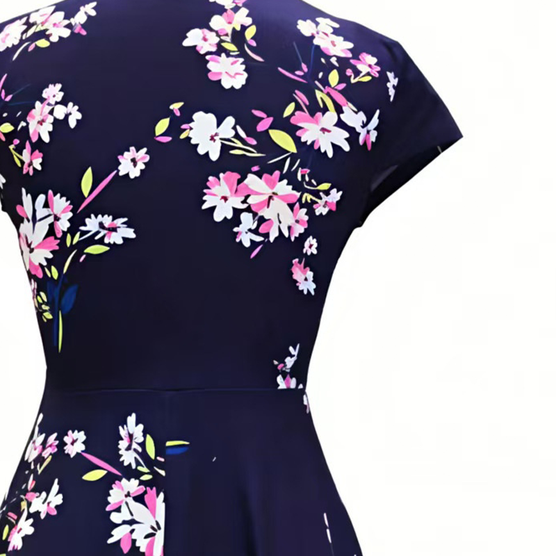 🔥Blommig damklänning med fickor – elegant stil och bekväm passform 🌸