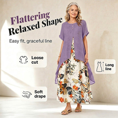 ⏳50 % rabatt under en begränsad tid⏰Casualklänning för damer med blommönster i lager-på-lager-stil💐👗