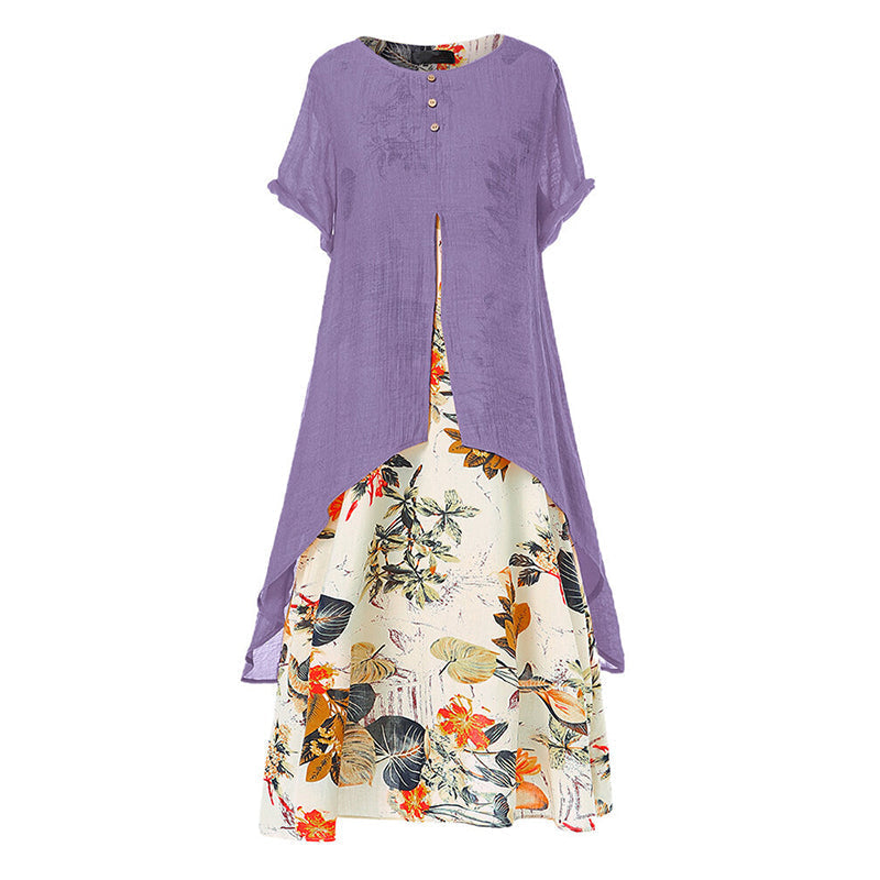 ⏳50 % rabatt under en begränsad tid⏰Casualklänning för damer med blommönster i lager-på-lager-stil💐👗