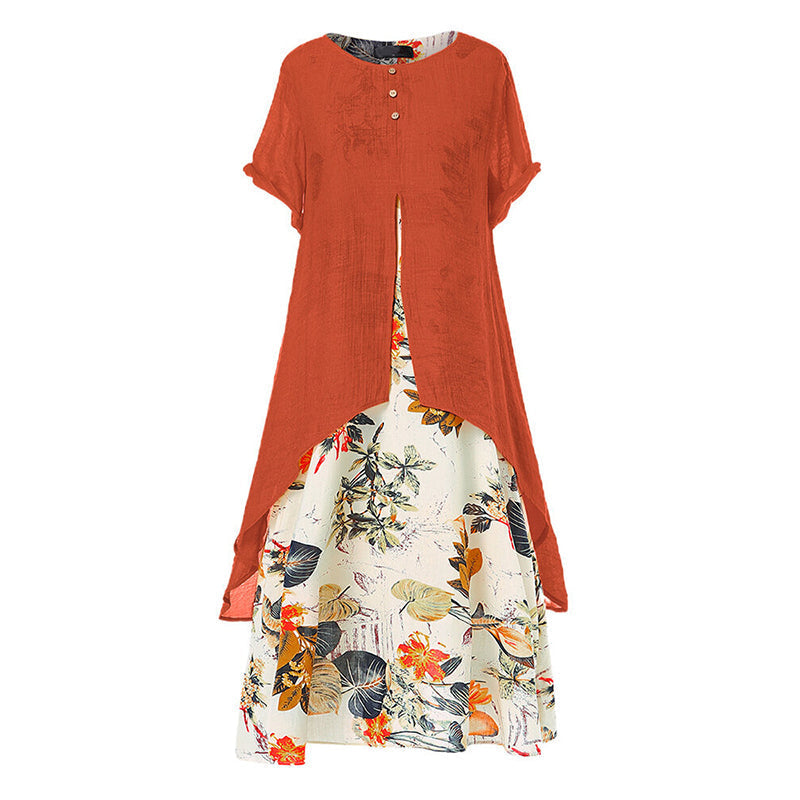 ⏳50 % rabatt under en begränsad tid⏰Casualklänning för damer med blommönster i lager-på-lager-stil💐👗