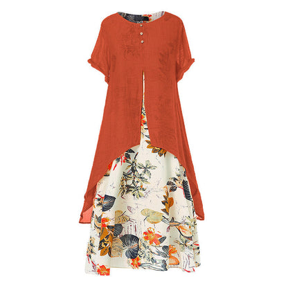 ⏳50 % rabatt under en begränsad tid⏰Casualklänning för damer med blommönster i lager-på-lager-stil💐👗