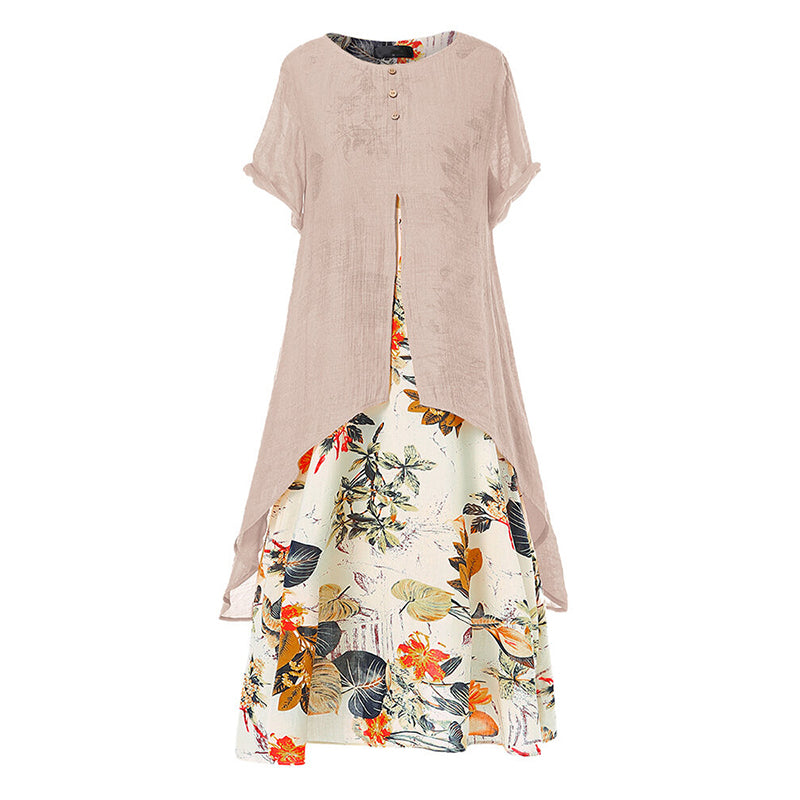 ⏳50 % rabatt under en begränsad tid⏰Casualklänning för damer med blommönster i lager-på-lager-stil💐👗