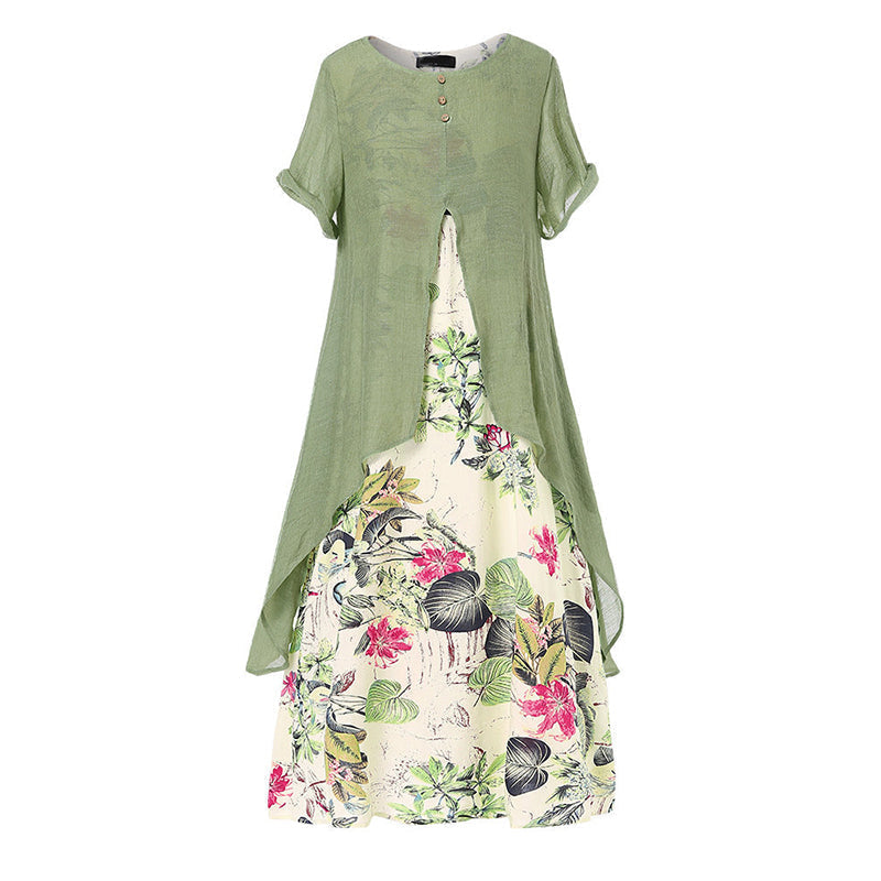 ⏳50 % rabatt under en begränsad tid⏰Casualklänning för damer med blommönster i lager-på-lager-stil💐👗