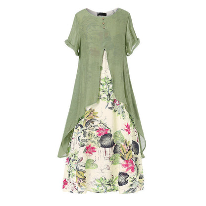 ⏳50 % rabatt under en begränsad tid⏰Casualklänning för damer med blommönster i lager-på-lager-stil💐👗