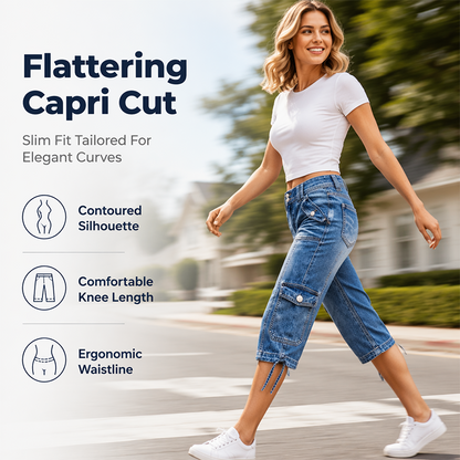 Capri-jeans för damer med raka ben