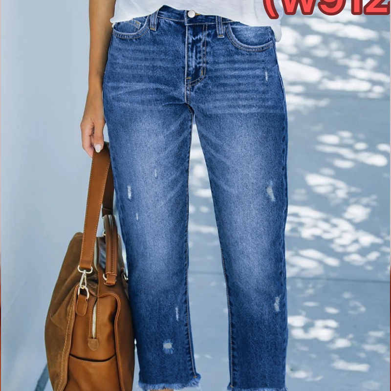 👖 50 % RABATT NU! ✨ Dam retro croppad raka ben jeans – fransad fåll, premiumdenim & tidlös vintagecharm 🦋