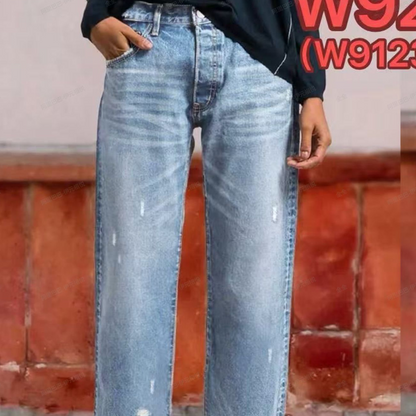👖 50 % RABATT NU! ✨ Dam retro croppad raka ben jeans – fransad fåll, premiumdenim & tidlös vintagecharm 🦋