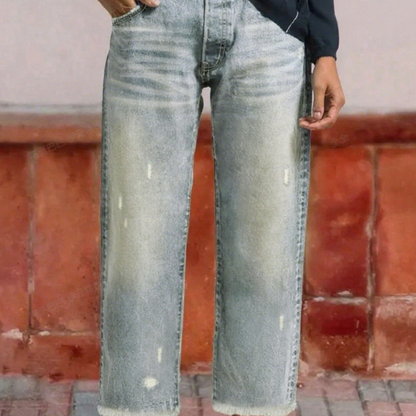 👖 50 % RABATT NU! ✨ Dam retro croppad raka ben jeans – fransad fåll, premiumdenim & tidlös vintagecharm 🦋