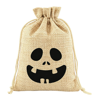👻Tidsbegränsat erbjudande: Köp 1, få 2 gratis🎃Halloween-påsar i säckväv med dragsko – godispåse med läskigt ansikte