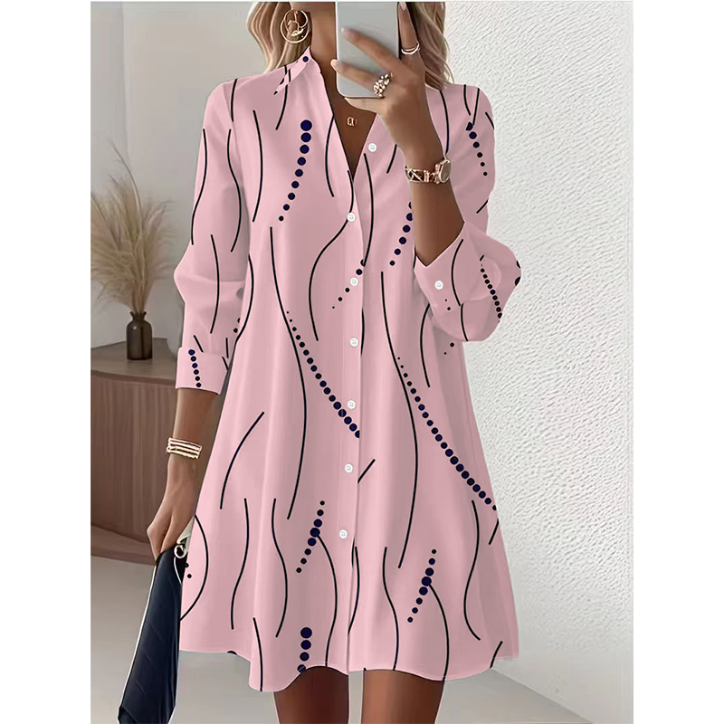 ✨Nyhet✨ 🌸 Färgglad tryckklänning med knappar – lätt och bekväm från morgon till kväll