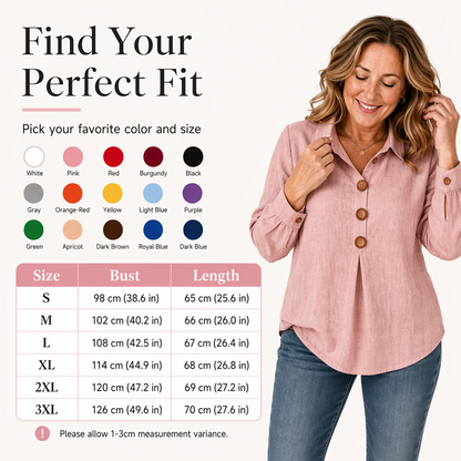 Bästsäljare🔥 👚 Elegant slagkragetopp med knappar – tidlös och stilren för kontor och vardag