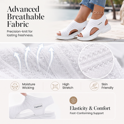 Casual-sandaler med plattform i stickat material för damer