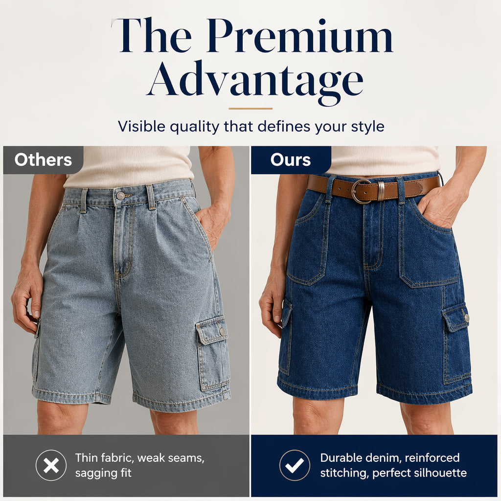 Cargoshorts i denim med lös passform för damer