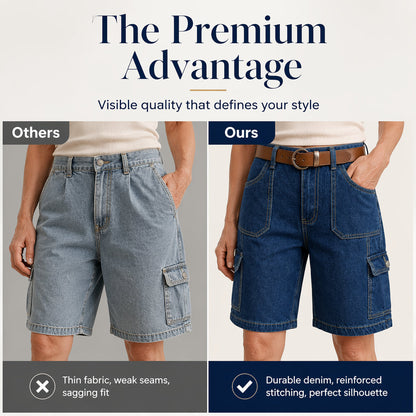 Cargoshorts i denim med lös passform för damer