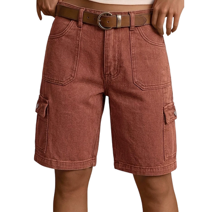 Cargoshorts i denim med lös passform för damer