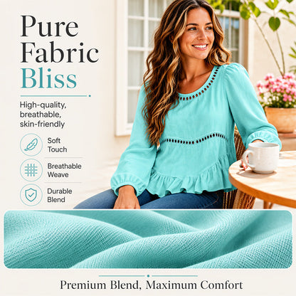 Casualblus med puffärmar för damer