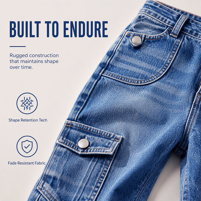 Knälånga cargoshorts i denim för damer, med fickor