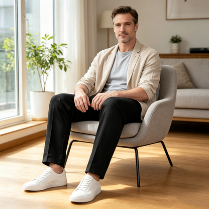 👖 50% RABATT NU! Slim‑fit herrbyxor med elastisk midja – skrynkelfria, bekväma & mångsidiga – perfekta för jobbet, resan och vardagen 💼✨
