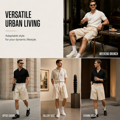Kort kostymbyxa för män med vid benöppning i casual-stil