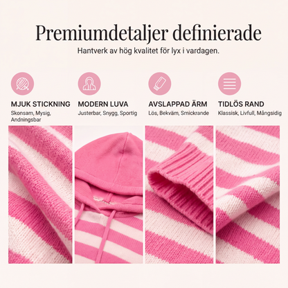 Kvinnors avslappnade randig huvtröja i pikémodell