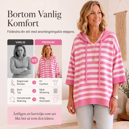 Kvinnors avslappnade randig huvtröja i pikémodell
