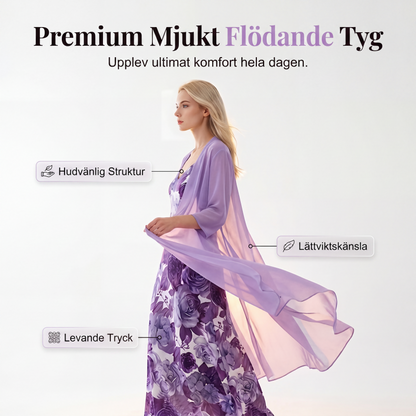 Sängliggande tryckt klänning med överdrag för kvinnor