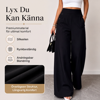 Bästsäljare🔥 👖 Högmidjade vida byxor med sidoknappar – bekväm och elegant för vardagen