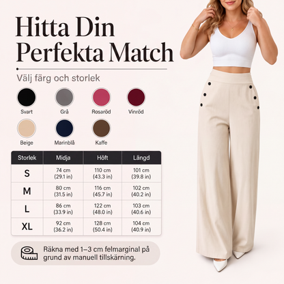 Bästsäljare🔥 👖 Högmidjade vida byxor med sidoknappar – bekväm och elegant för vardagen
