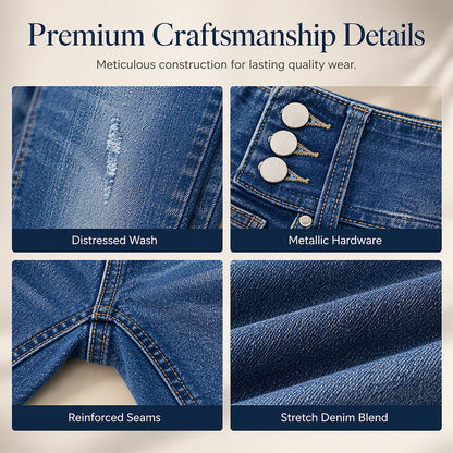 Kortare jeans med hög midja och smal passform för damer